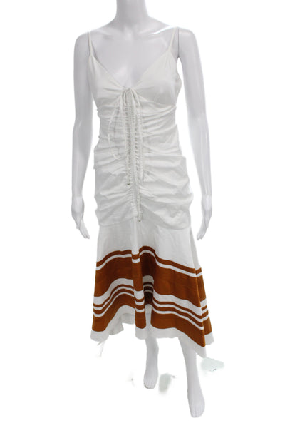 Veronica Beard Women White Fit & Flare Midi Sleeveless Dress Size 4