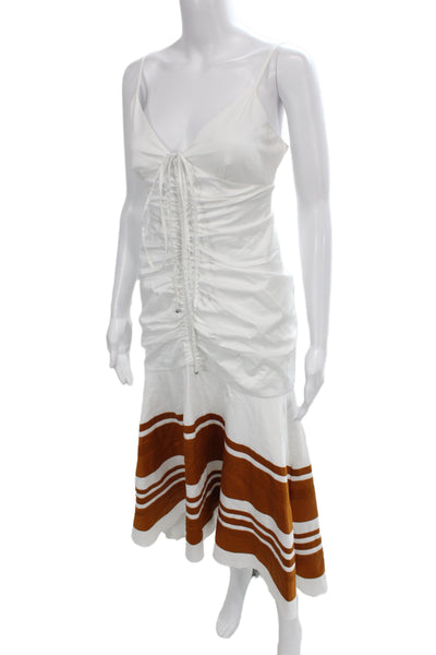 Veronica Beard Women White Fit & Flare Midi Sleeveless Dress Size 4