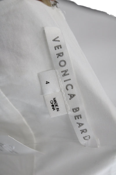 Veronica Beard Women White Fit & Flare Midi Sleeveless Dress Size 4