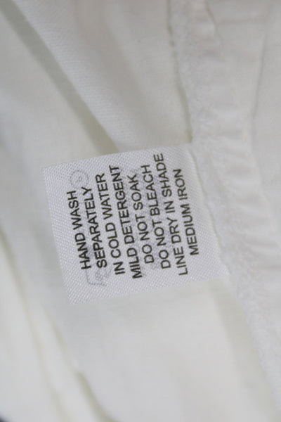 Melissa Odabash Womens Wrap Dress White Collared Long Sleeve Tie Cotton Size M