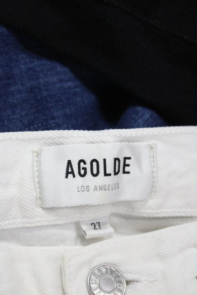Agolde Women White Straight Jeans High Rise Cotton Casual Size 27
