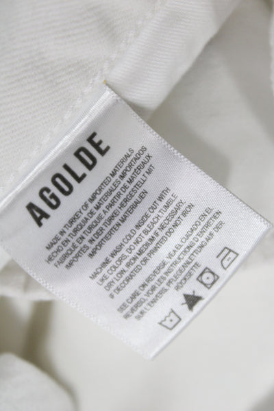 Agolde Women White Straight Jeans High Rise Cotton Casual Size 27