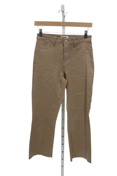 L Agence Womens Cropped High Rise Jeans Beige Cotton Size 27