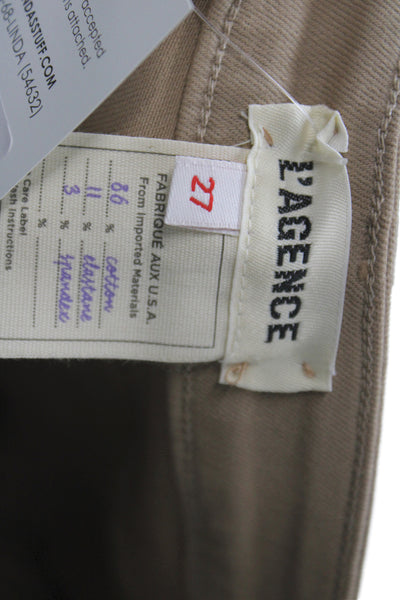 L Agence Womens Cropped High Rise Jeans Beige Cotton Size 27