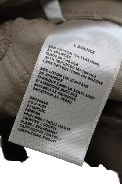 L Agence Womens Cropped High Rise Jeans Beige Cotton Size 27