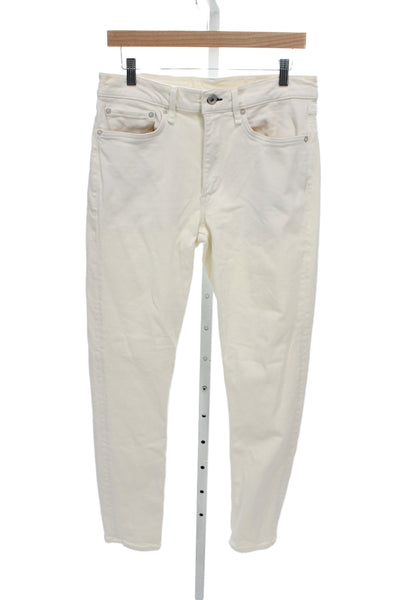 Rag & Bone Women Skinny Ivory Cotton Jeans Button Size 32