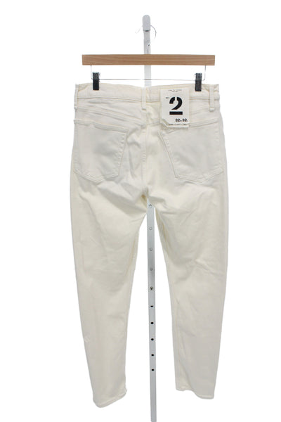 Rag & Bone Women Skinny Ivory Cotton Jeans Button Size 32