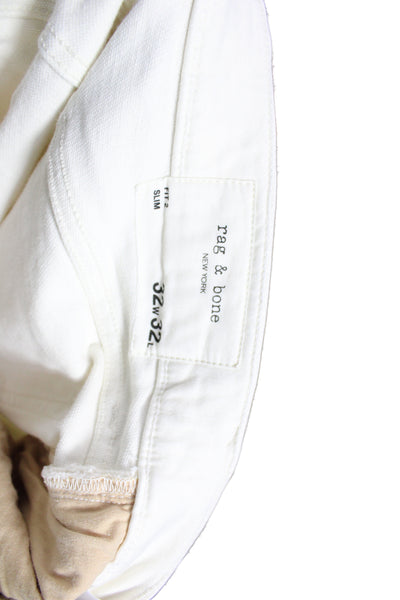 Rag & Bone Women Skinny Ivory Cotton Jeans Button Size 32