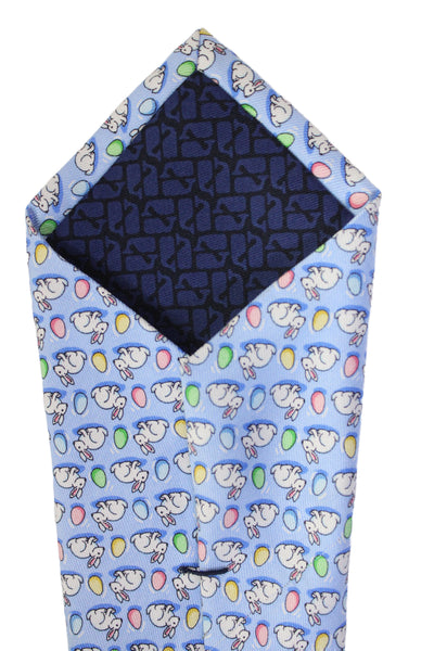 Vineyard Vines Mens Silk Novelty Egg Bunny Print Necktie Blue Multi Colored
