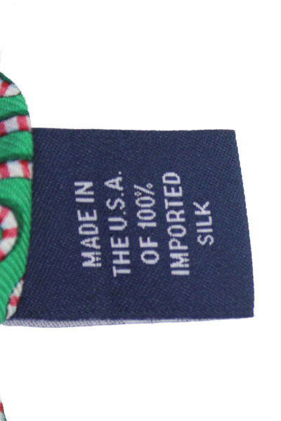 Vineyard Vines Mens Silk Novelty Candy Cane Print Necktie Green Multi Colored