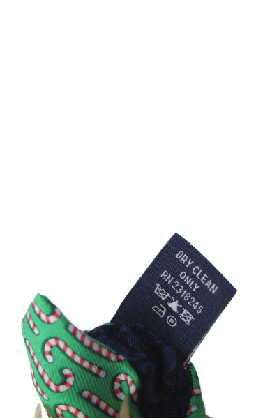 Vineyard Vines Mens Silk Novelty Candy Cane Print Necktie Green Multi Colored