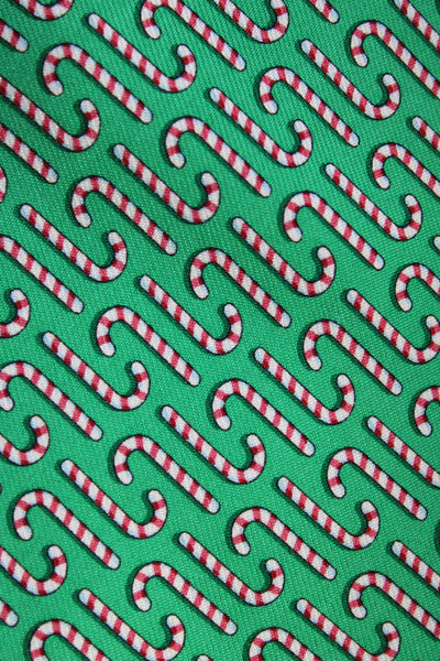 Vineyard Vines Mens Silk Novelty Candy Cane Print Necktie Green Multi Colored