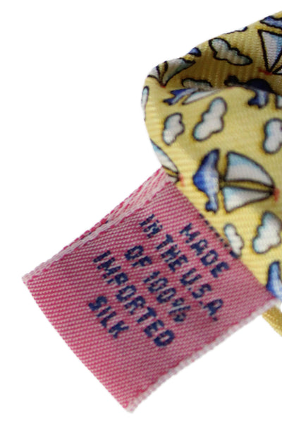 Vineyard Vines Mens Silk Micro Sailboat Print Necktie Yellow Blue