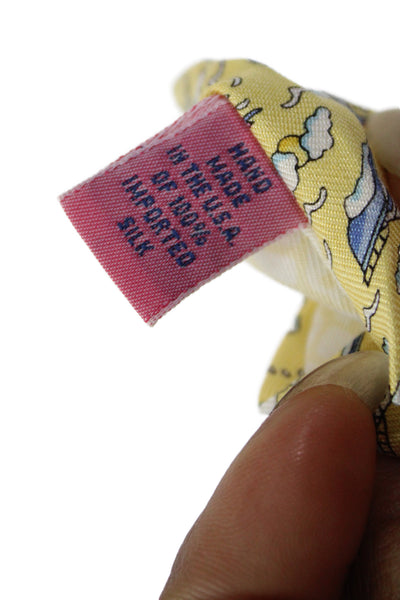 Vineyard Vines Mens Silk Novelty Boat Print Necktie Yellow Blue