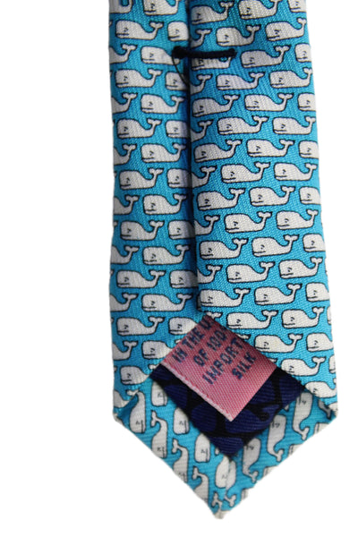 Vineyard Vines Mens Silk Novelty Whale Print Necktie Blue