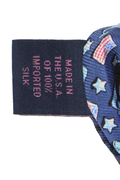 Vineyard Vines Mens Silk Whale Flag Print Necktie Blue Red