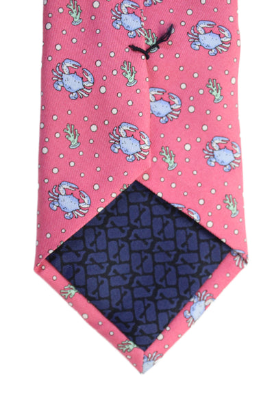 Vineyard Vines Mens Silk Novelty Crab Print Necktie Pink Multi Colored