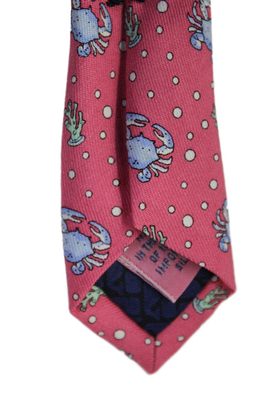 Vineyard Vines Mens Silk Novelty Crab Print Necktie Pink Multi Colored
