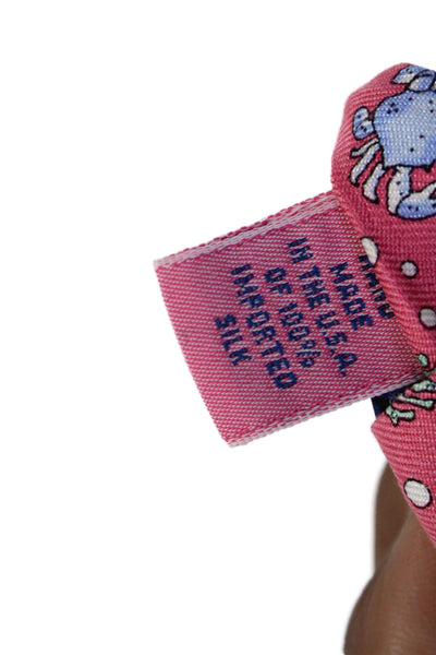 Vineyard Vines Mens Silk Novelty Crab Print Necktie Pink Multi Colored