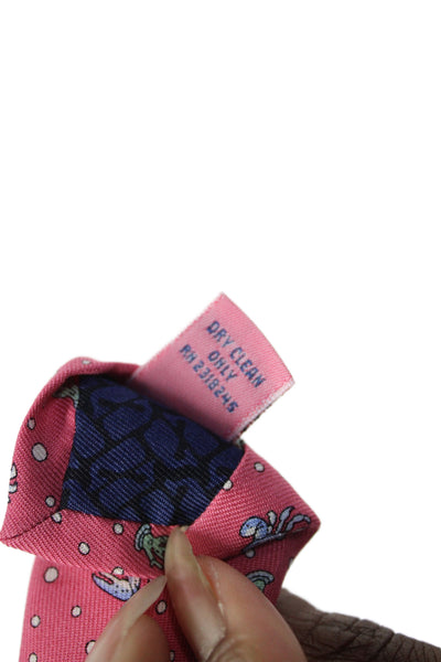 Vineyard Vines Mens Silk Novelty Crab Print Necktie Pink Multi Colored