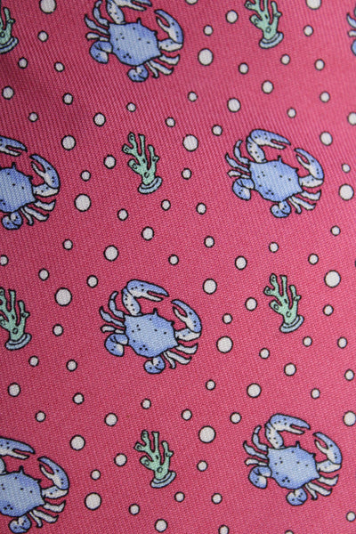Vineyard Vines Mens Silk Novelty Crab Print Necktie Pink Multi Colored