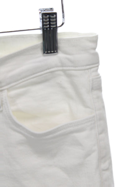 J Brand Womens Skinny Mid Rise White Cotton Blend Jeans Button Size 30