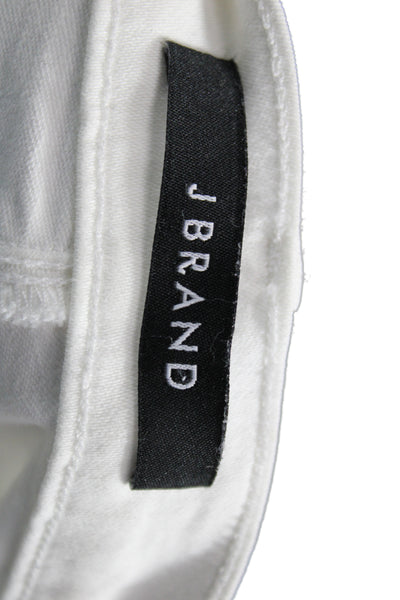 J Brand Womens Skinny Mid Rise White Cotton Blend Jeans Button Size 30