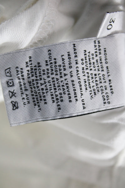 J Brand Womens Skinny Mid Rise White Cotton Blend Jeans Button Size 30