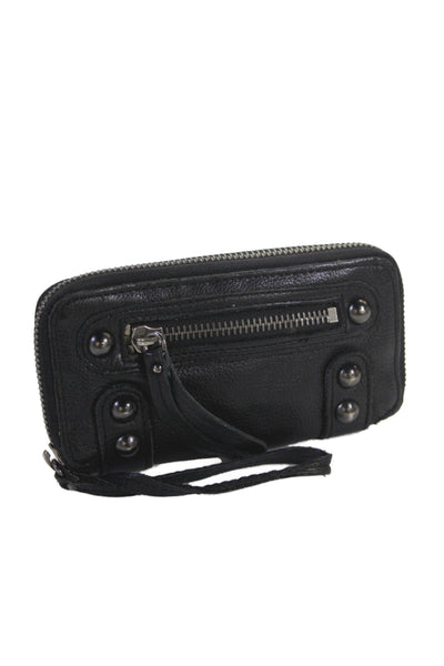 Linea Pelle Womens Leather Zip Around Wallet Black