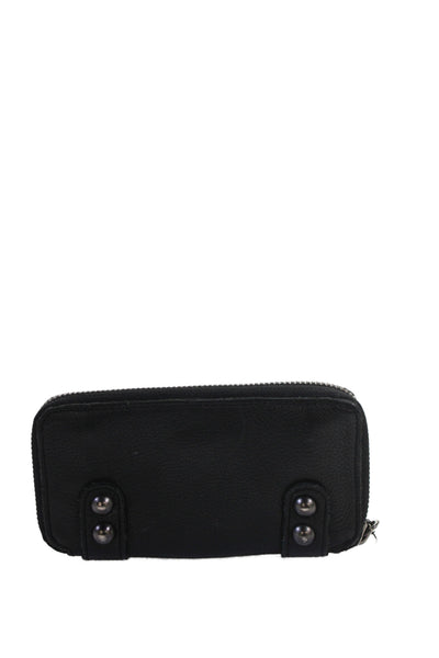 Linea Pelle Womens Leather Zip Around Wallet Black