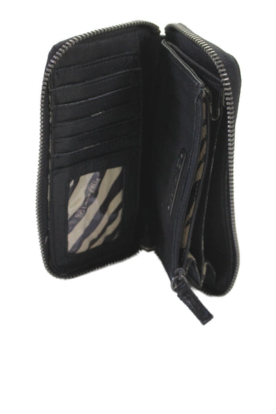 Linea Pelle Womens Leather Zip Around Wallet Black
