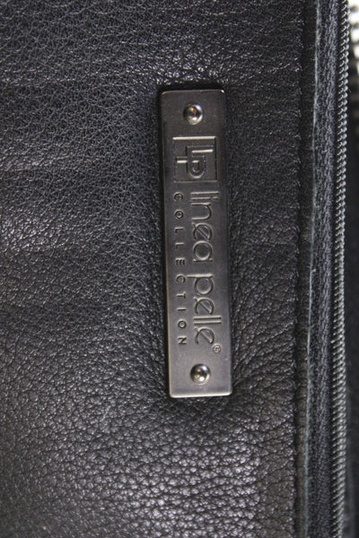 Linea Pelle Womens Leather Zip Around Wallet Black