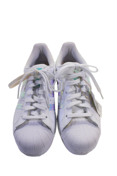 Adidas Mens Leather Lace Up Low Top Superstar Sneakers White Size 7