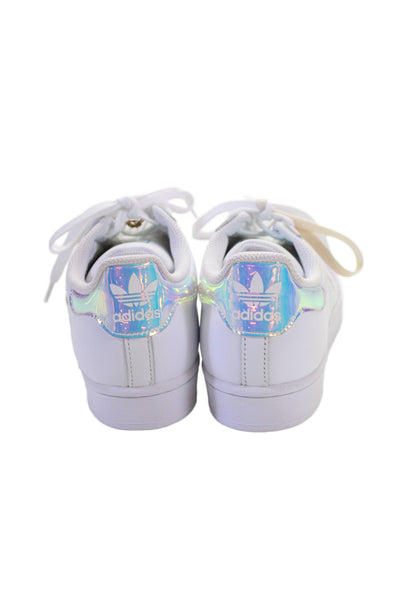 Adidas Mens Leather Lace Up Low Top Superstar Sneakers White Size 7