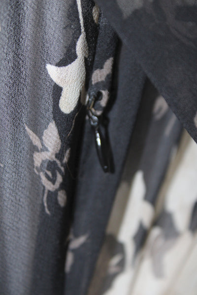 Zara Womens Wrap Dress Black Floral V Neck Long Sleeve Midi Polyester Size M