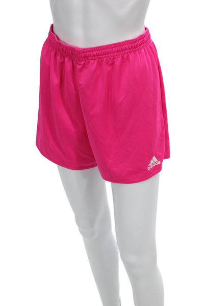 Adidas Womens Athletic Pink Recycled Polyester Drawstring Shorts Size L