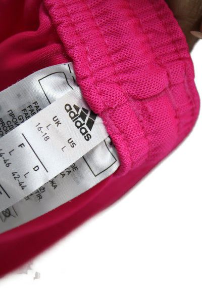 Adidas Womens Athletic Pink Recycled Polyester Drawstring Shorts Size L