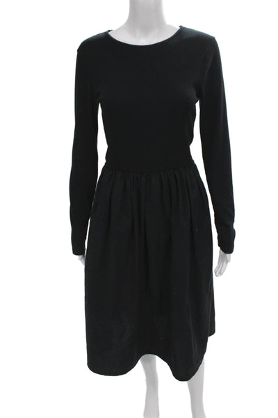 Zara Womens Fit & Flare Long Sleeve Black Dress Size M