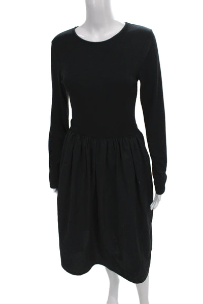 Zara Womens Fit & Flare Long Sleeve Black Dress Size M
