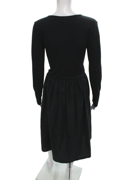 Zara Womens Fit & Flare Long Sleeve Black Dress Size M