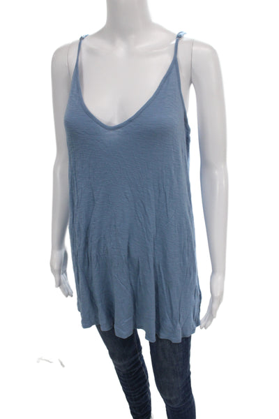 Vintage Havana Women Camisole Blue V-Neck Sleeveless Cotton Size M