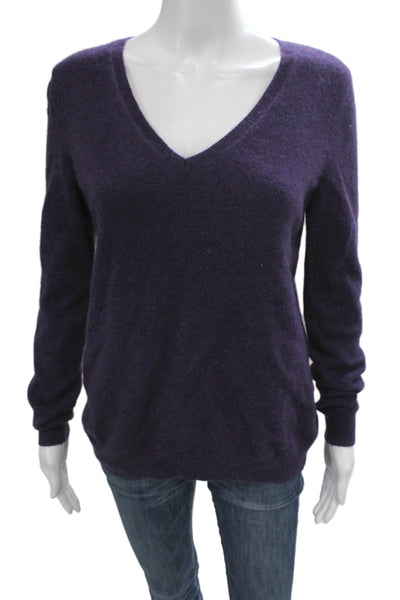 C by Bloomingdales Women Purple V-Neck 100% Cashmere Pullover Size XL