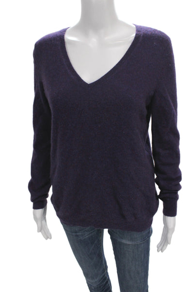 C by Bloomingdales Women Purple V-Neck 100% Cashmere Pullover Size XL