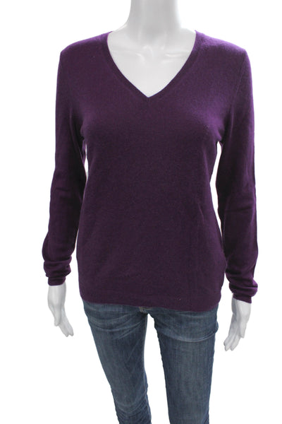 Cashmere By Bloomingdales Women V-Neck Purple 100% Cashmere Pullover Size M