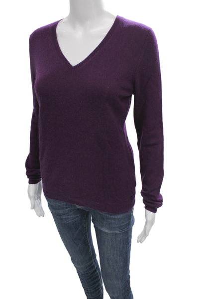 Cashmere By Bloomingdales Women V-Neck Purple 100% Cashmere Pullover Size M