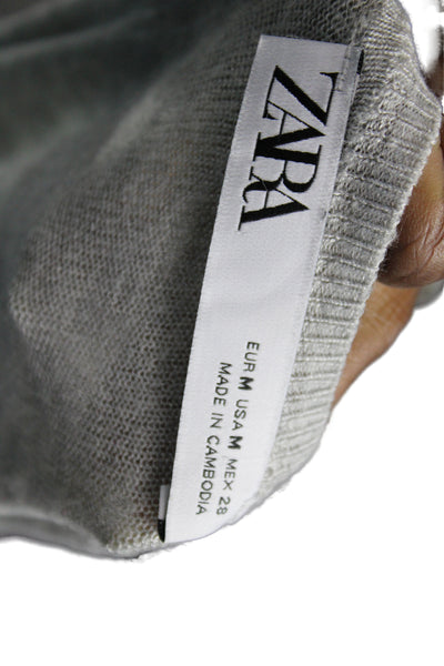 Zara Womens Pullover Sweater Gray Viscose Round Neck Long Sleeve Casual Size M