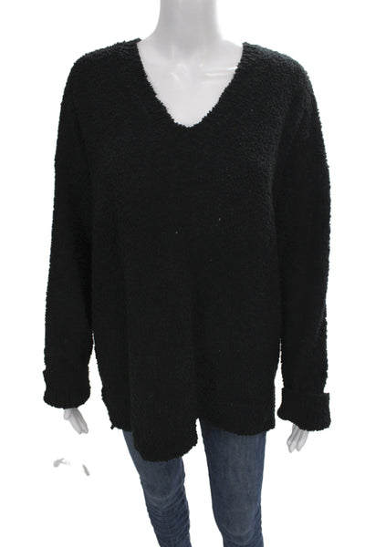 Sanctuary Women Pullover V-Neck Long Sleeve Black Sweater Size 1X