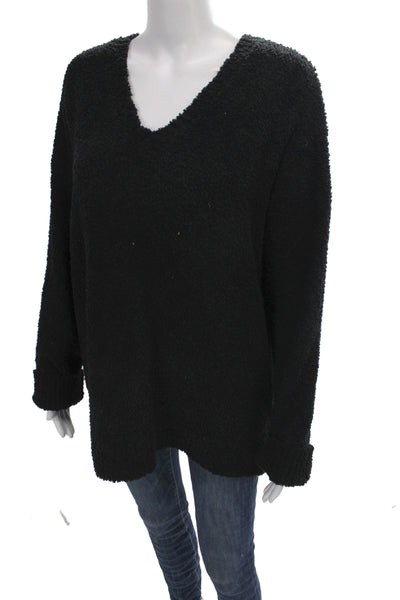Sanctuary Women Pullover V-Neck Long Sleeve Black Sweater Size 1X