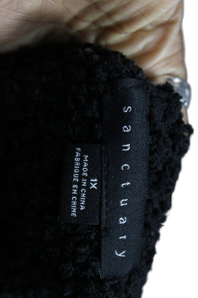 Sanctuary Women Pullover V-Neck Long Sleeve Black Sweater Size 1X