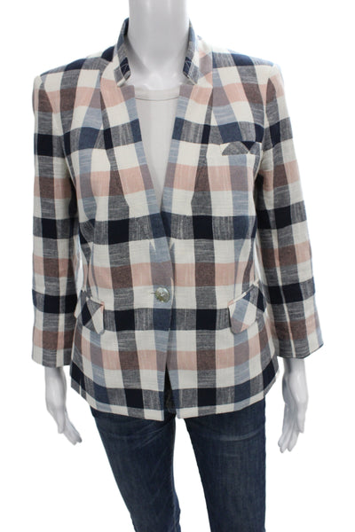 Veronica Beard Women Basic Jacket Plaid Multicolor Button Long Sleeve Size 6